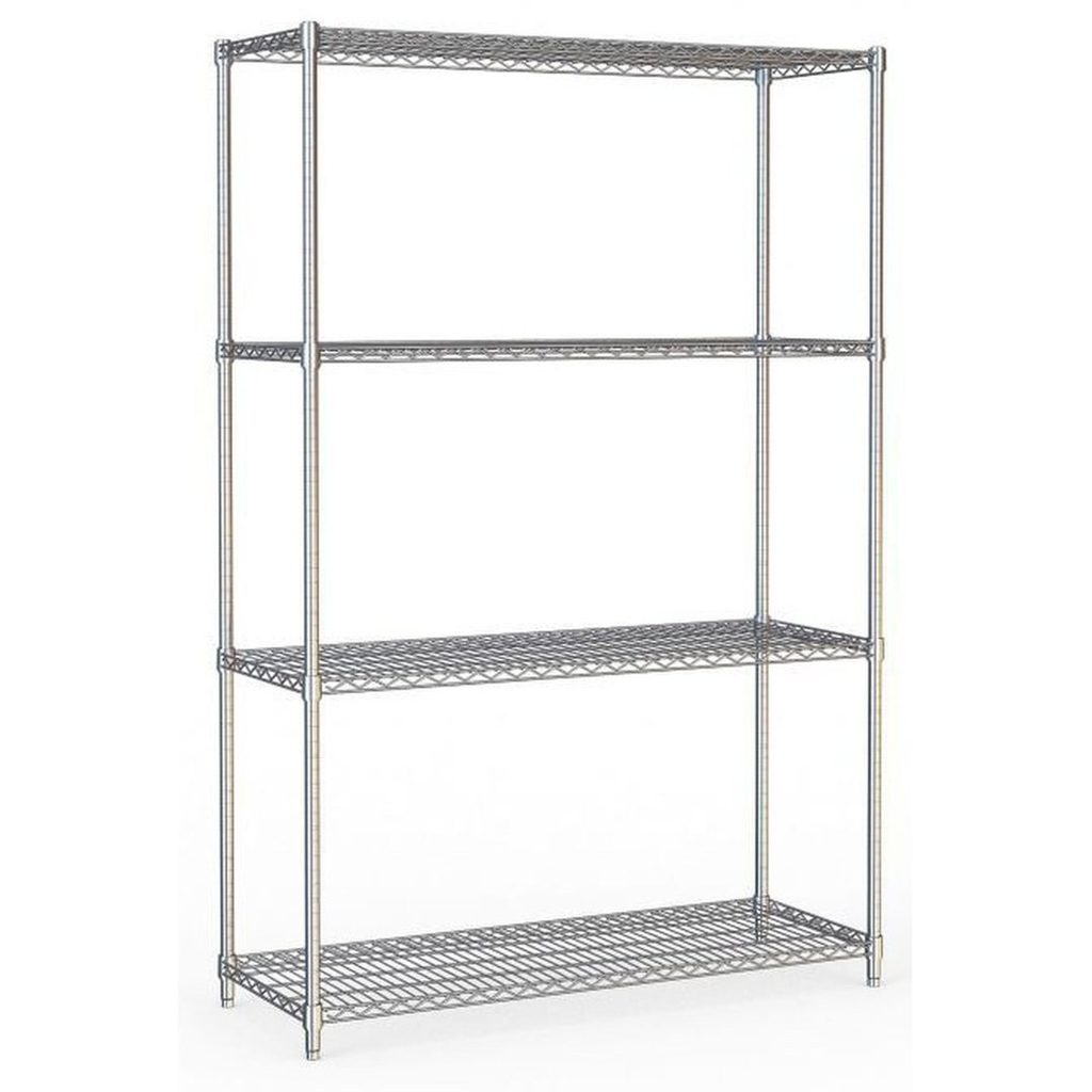 Rayonnage fil chromé 4 niveaux 120×45×180 cm