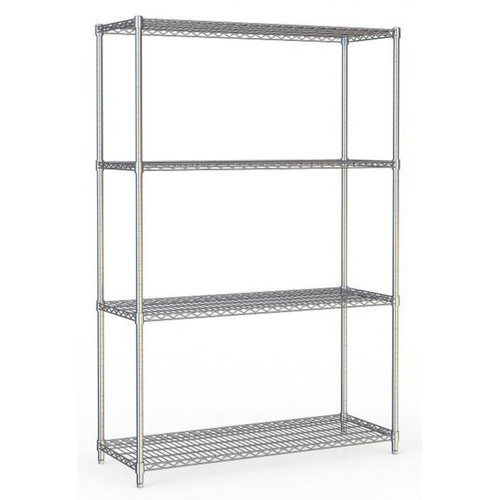 Rayonnage fil chromé 4 niveaux 90×45×180 cm