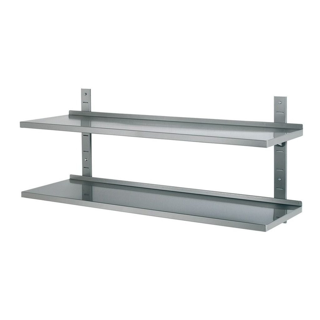 Double étagère murale inox réglable 150×30 cm