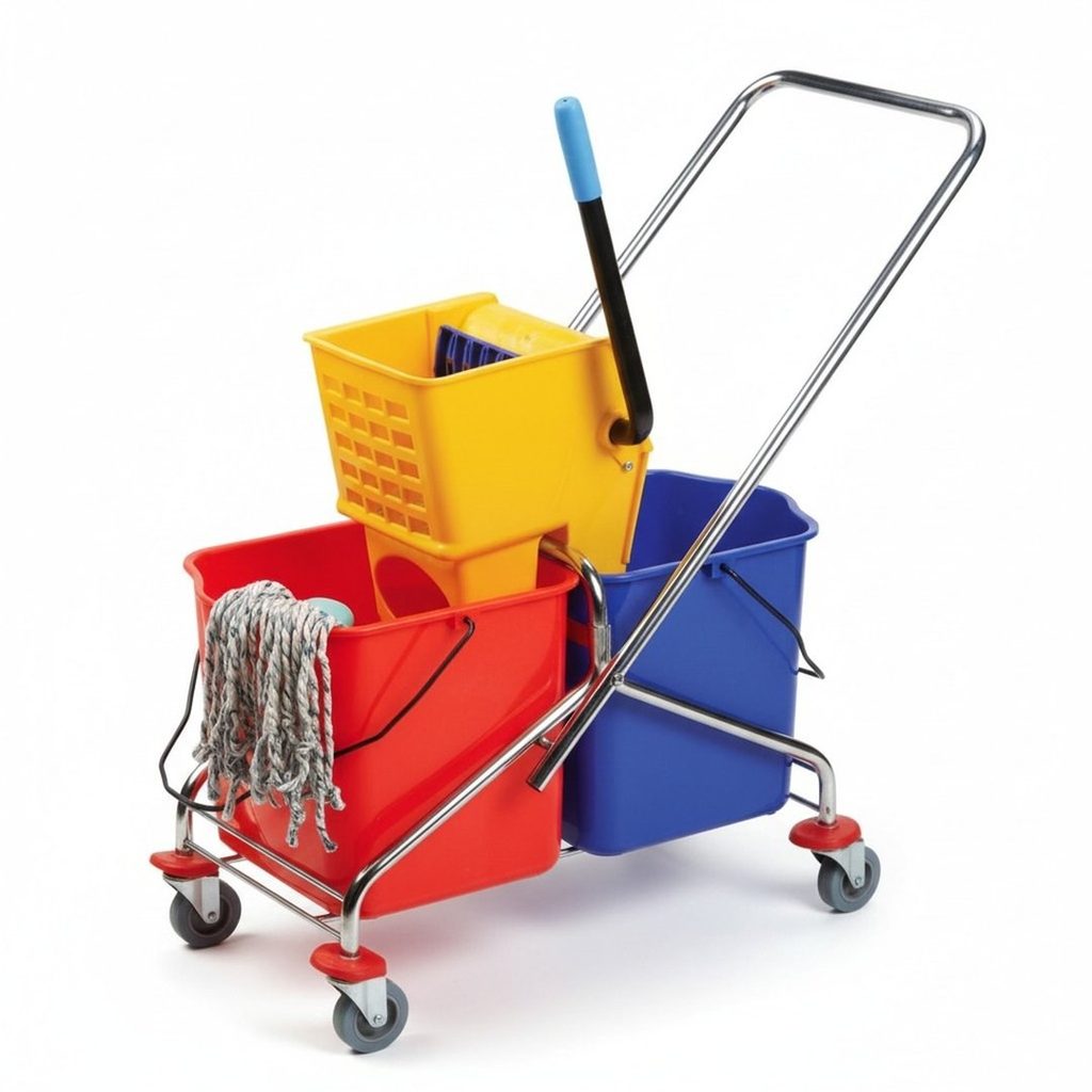 Clean Bucket Trolley 2x25L, Steel and Plastic