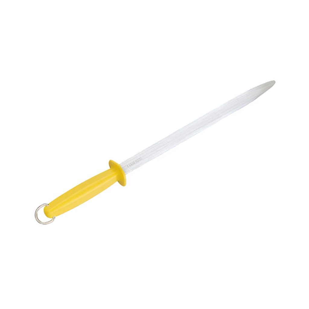 Fusil à aiguiser ovale 30 cm manche plastique jaune — Fischer France