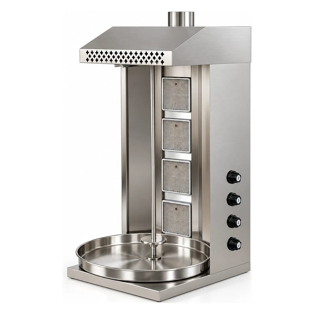 Machine à shawarma gaz 4 brûleurs 50×60×110 cm — IPEC