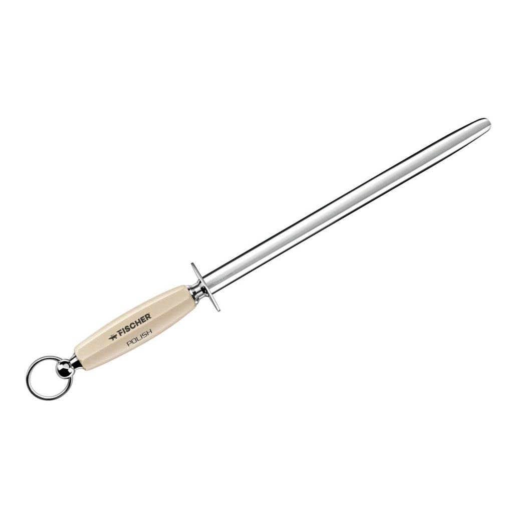 Fusil à aiguiser ovale lisse 30 cm manche souple beige — Fischer France