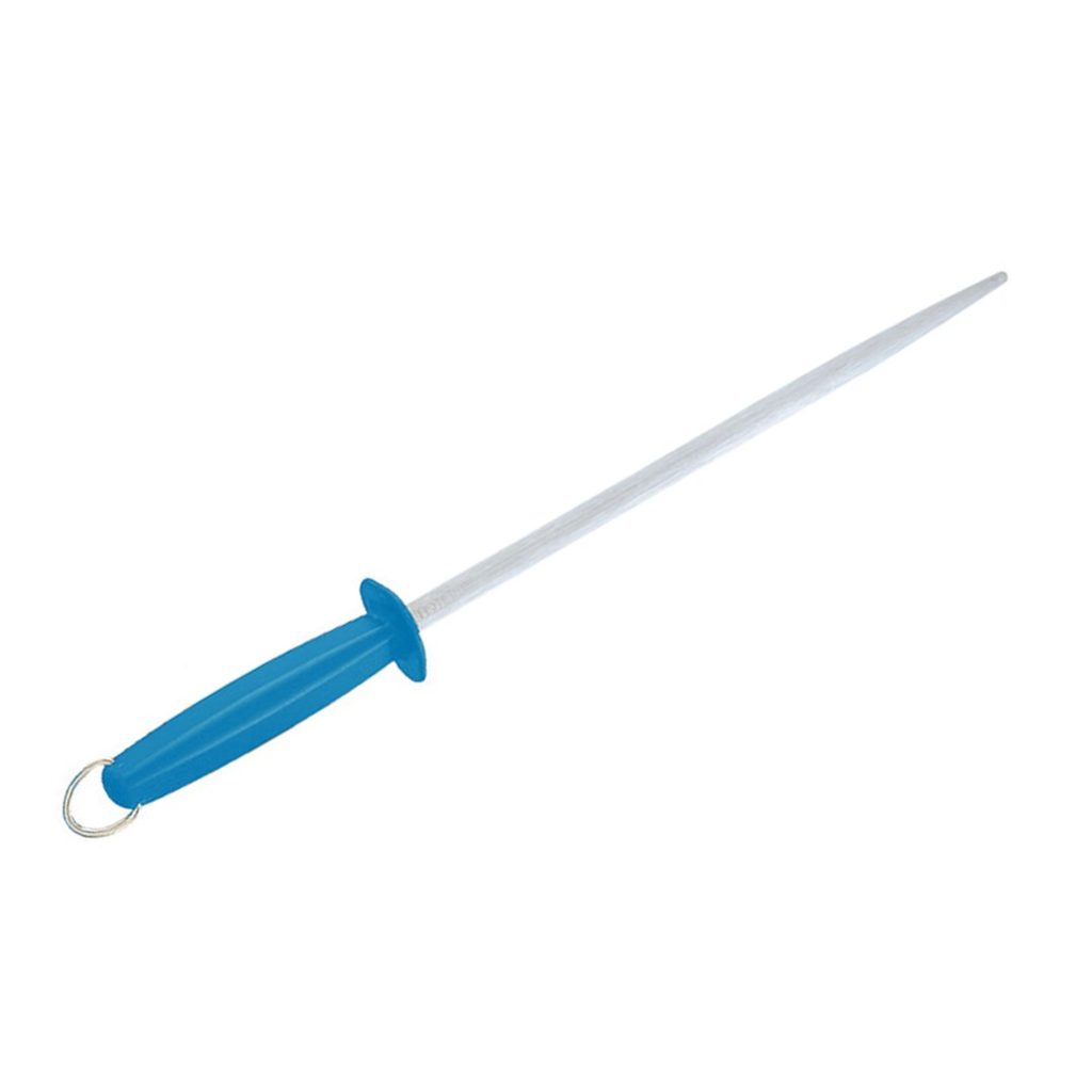 Fusil à aiguiser rond 30 cm manche plastique bleu