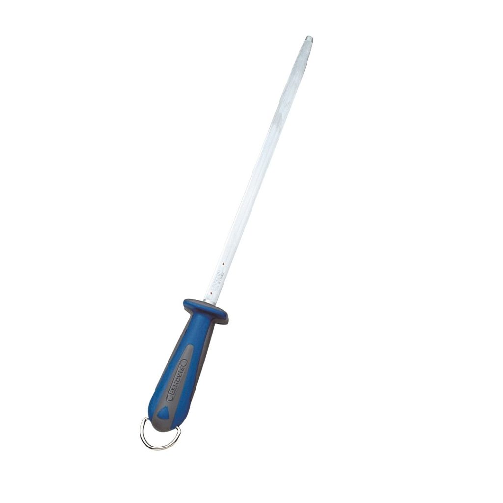 Fusil à aiguiser rond 30 cm manche bi-matière bleu — Fischer France