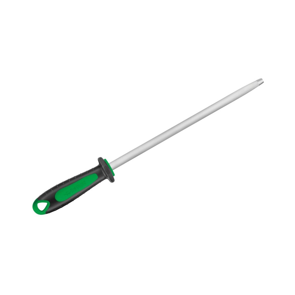 Fusil à aiguiser rond 30 cm manche bi-matière vert — Fischer France