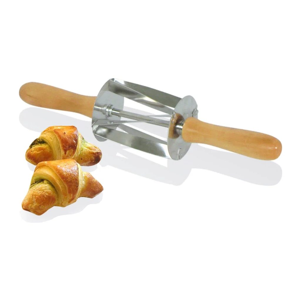 Mini Croissant Cutter Roller, Stainless, Wooden Handles — Louis Tellier
