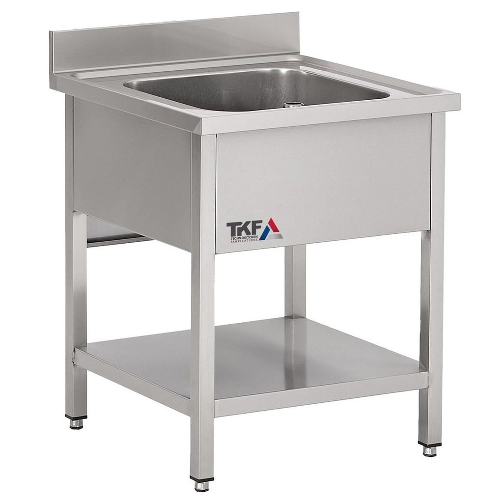 Plonge 1 bac inox avec étagère basse 60×70 cm