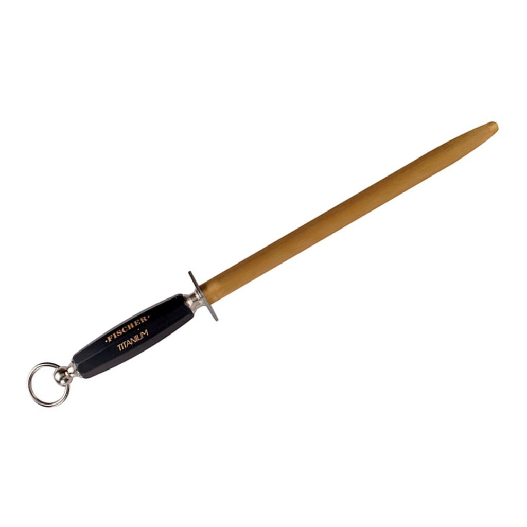 Fusil à aiguiser ovale 30 cm taille fine, manche souple noir — Fischer France