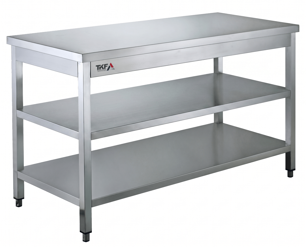 Stainless Steel Work Table with 2 Undershelves 140x70x85cm