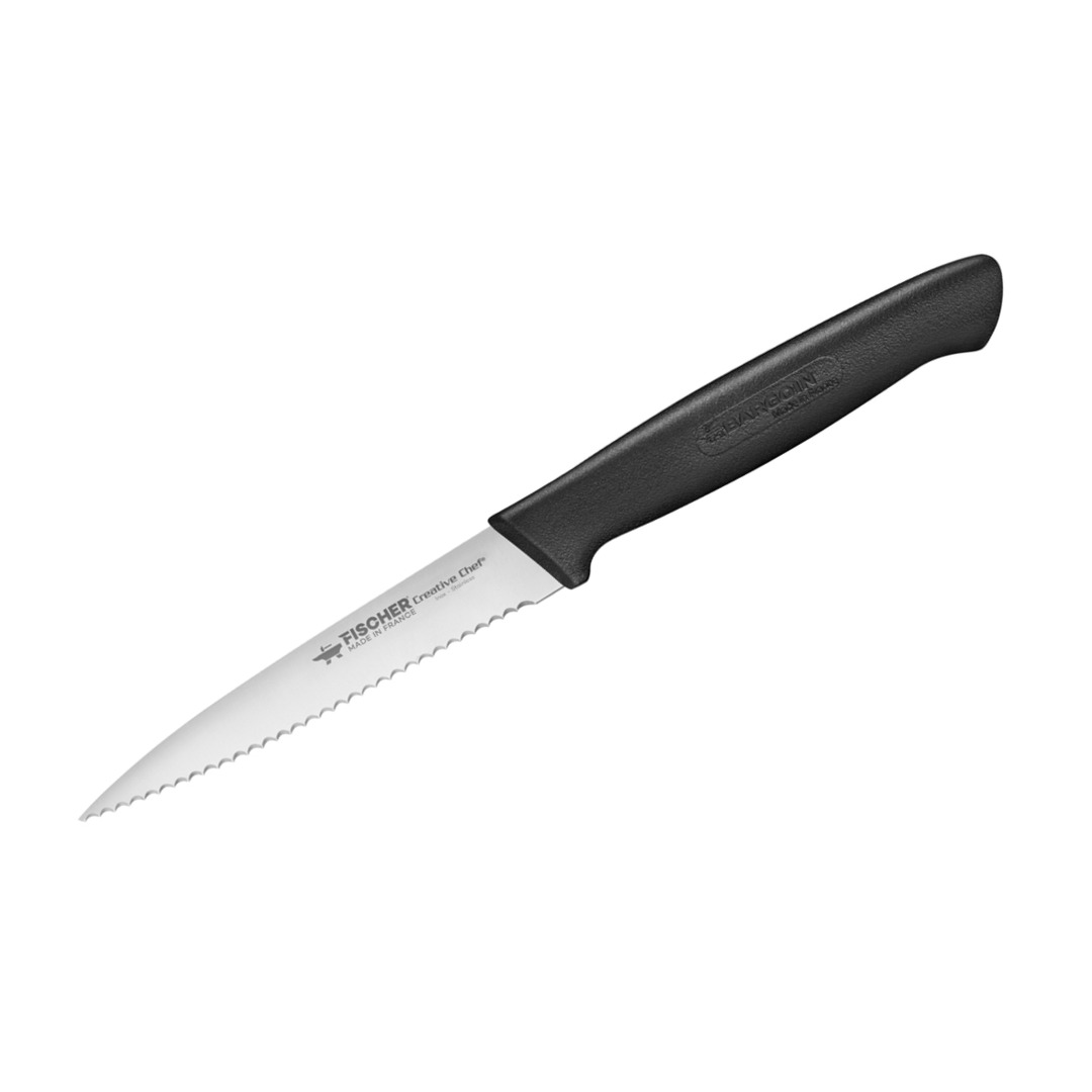 Serrated Tomato Knife 10cm Black Handle Set of 6