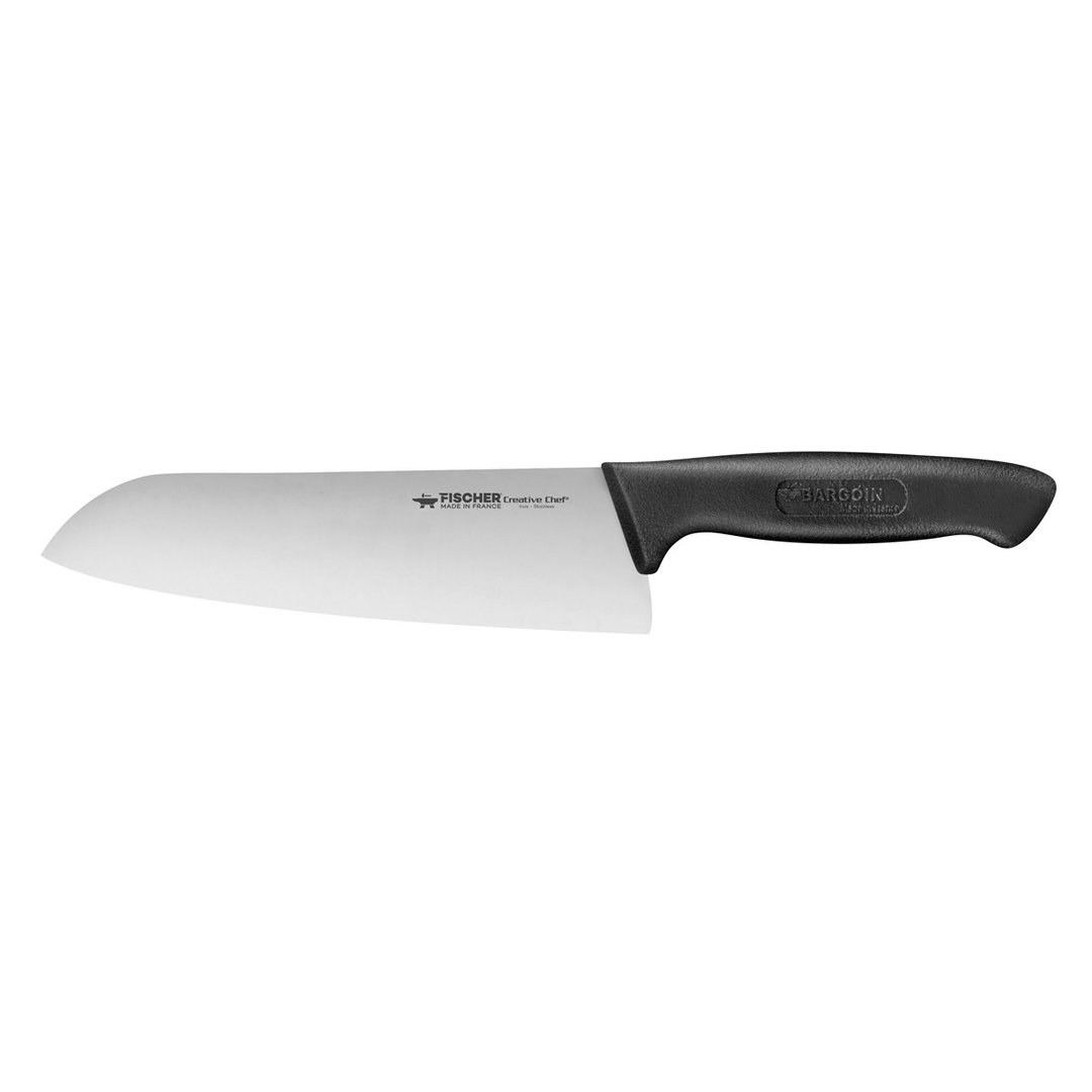Serrated Santoku Knife 18cm Black Handle