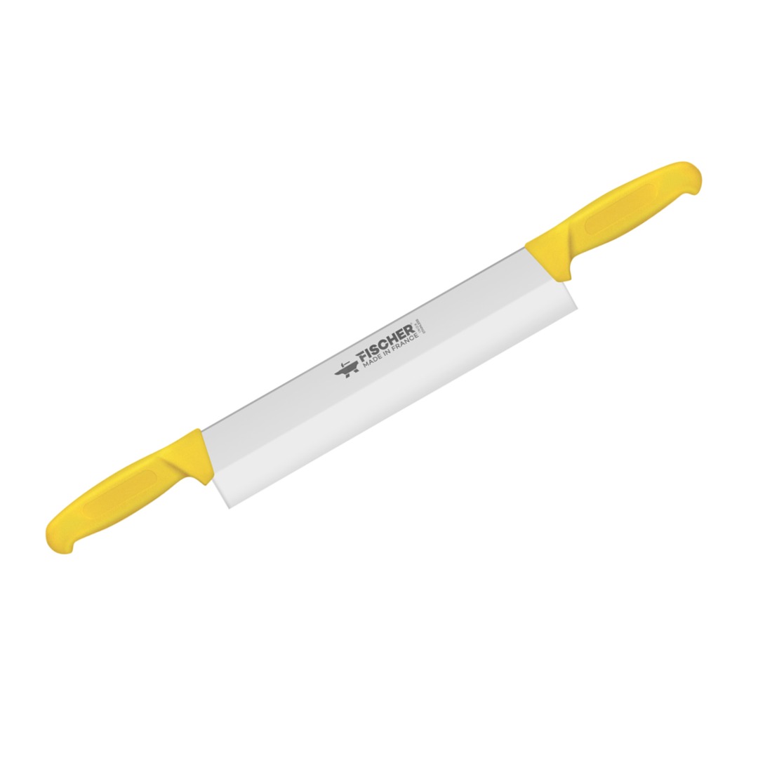 Double-Handle Cheese Knife 33cm Yellow Handles