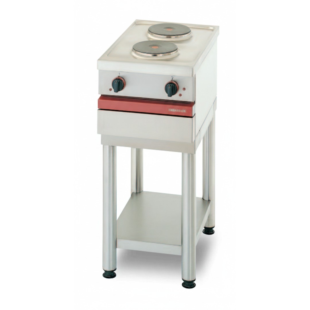 2 electric hotplates. • 2 x 2 kW rings, Ø 180 mm.