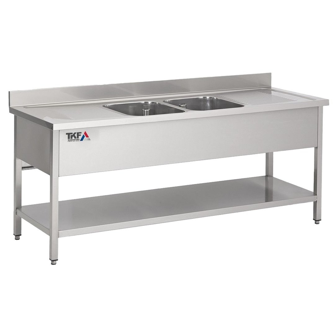 Double Bowl Sink Unit with Undershelf 200x70cm