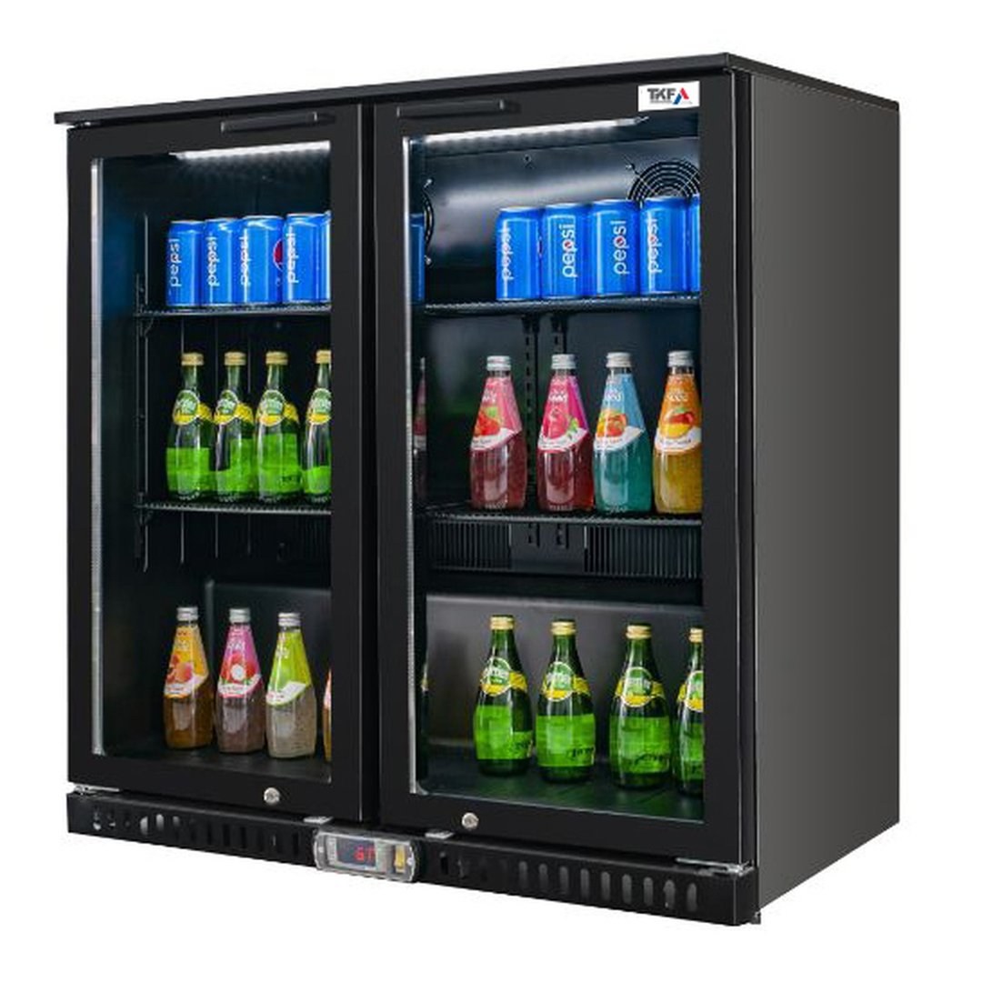 Double Door Bar Cooler 208L Black