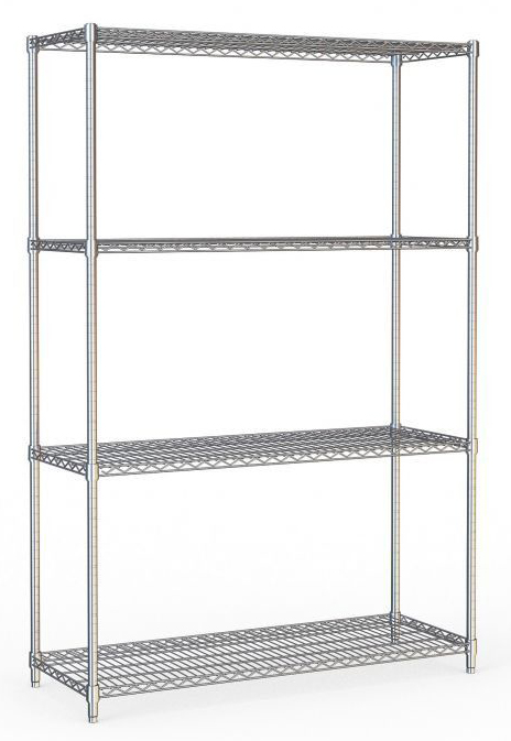 4-tier chrome wire shelving unit for commercial kitchens